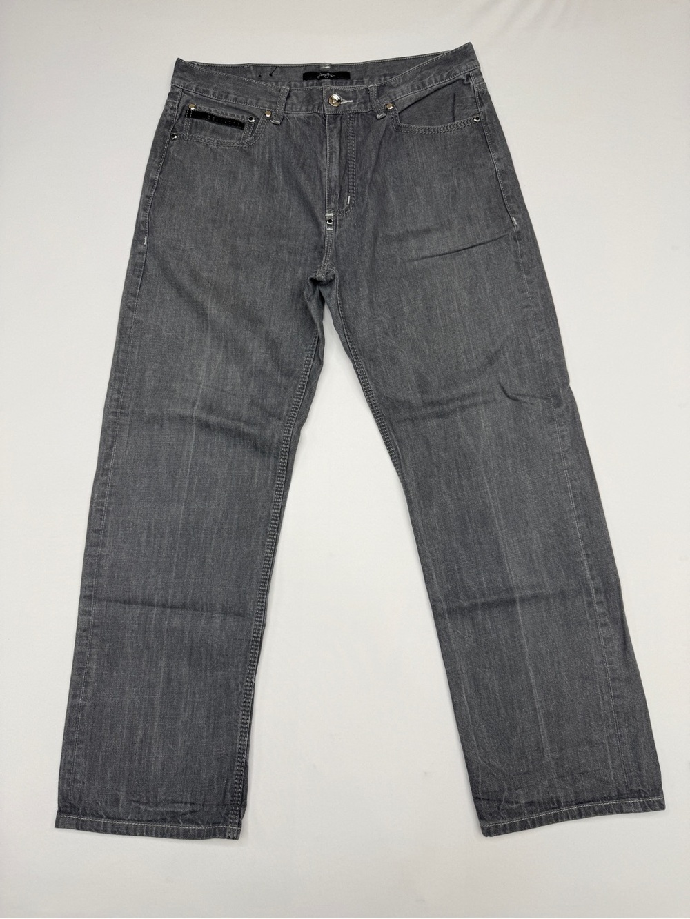 Vintage Sean John Baggy Y2K Gray Metallic Trim Jeans Size 36